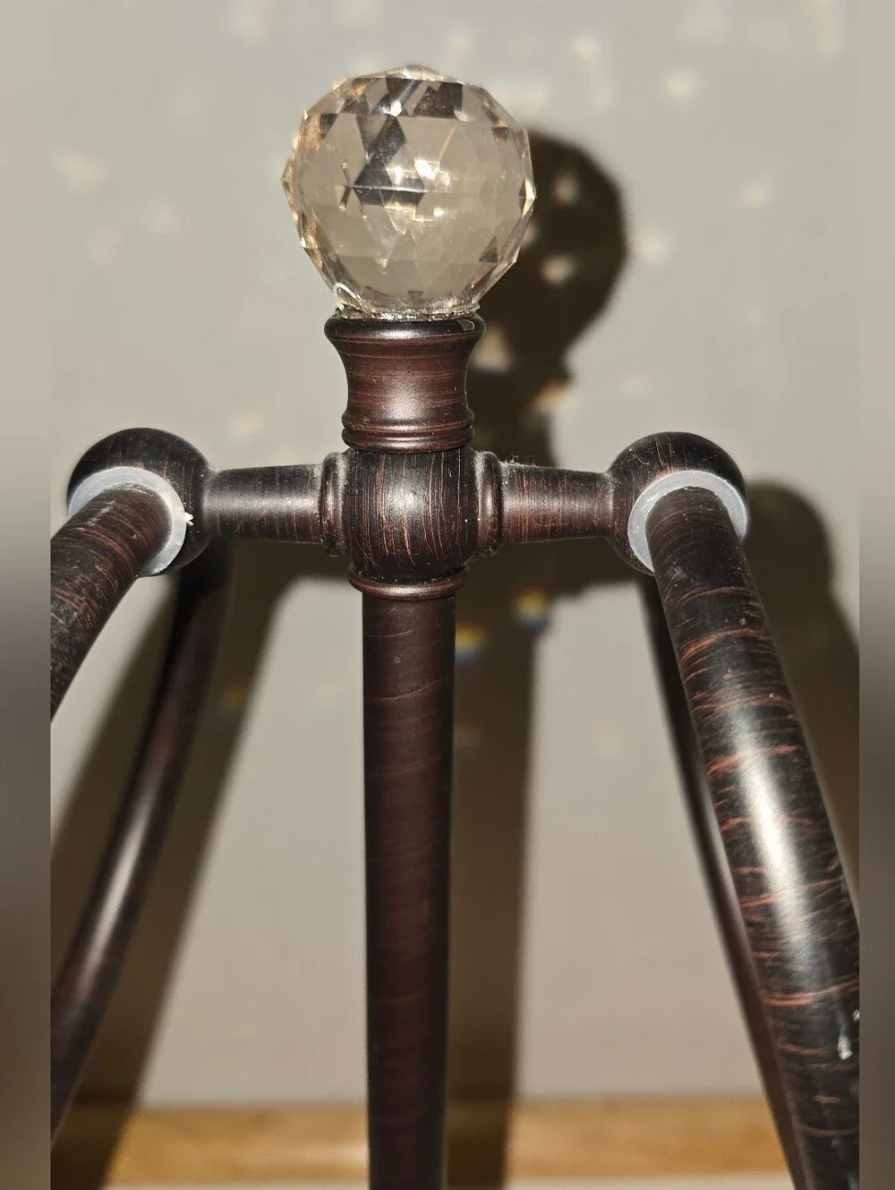 Elegant Oil Rubbed Bronze Hand Towel Holder Stand with Crystal Ball Topper - 13”